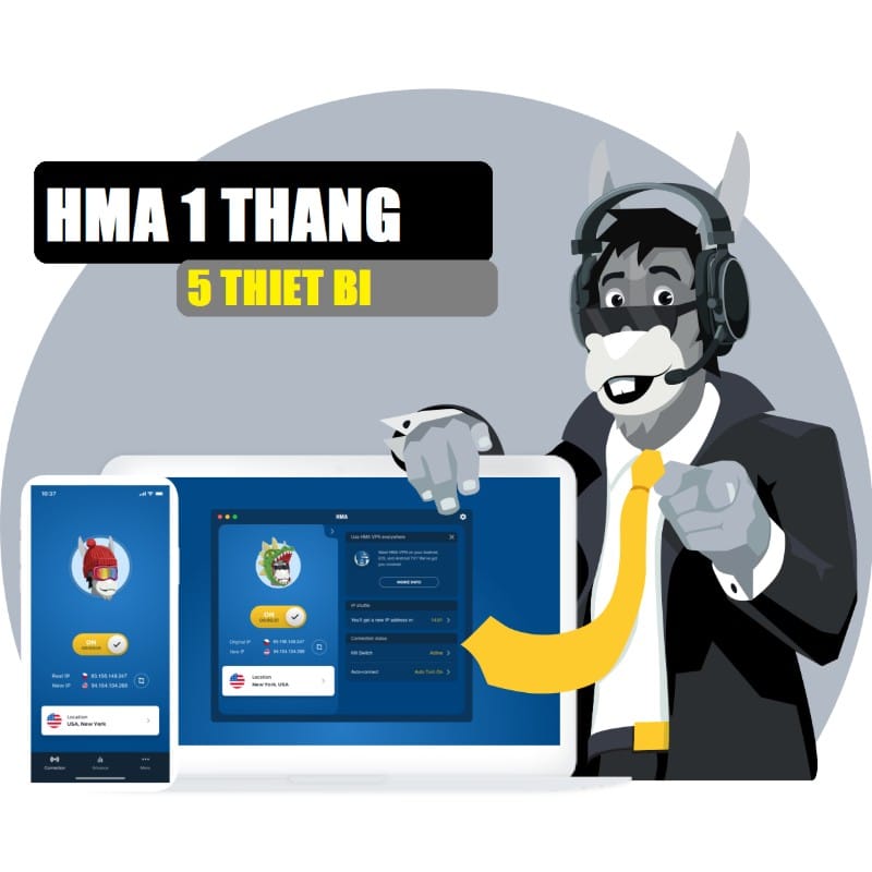 HMA VPN 1 THÁNG 5 THIẾT BỊ ( IOS - ANDOIRD - PC )